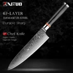 Art Forged Damascus Steel Kitchen Knife Set 1-8 pcs Professional Hotel Chef's Slicing and Carving Knife Premium Kitchen