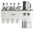 Automatic Toothpaste Dispenser Magnetic Adsorption Inverted Toothbrush Holder With Cup Toothpaste Bathroom Storage Rack Set