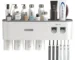 Automatic Toothpaste Dispenser Magnetic Adsorption Inverted Toothbrush Holder With Cup Toothpaste Bathroom Storage Rack Set