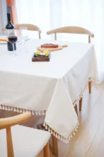 Nordic White Tablecloth Cotton Linen Map Rectangle Round Table Cloth Soft Cover Lace Tassel Outdoor Picnic Blanket for