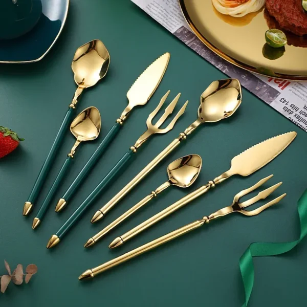 4pcs Upscale Cutlery Set 304 Stainless Steel Spoon and Fork Set Household Trident Kitchen Utensil Western Dinnerware Home