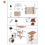 Height Adjustable Bedside Table Multi-Layer Storage Swivel Wheel Home Desk Mobile Laptop Standing Desk for Dormitory and