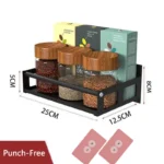 Kitchen Spice Rack Stainless Steel Wall-Mounted Storage Shelves Seasoning Bottle Rack Bathroom Punch-Free Storage Organizer