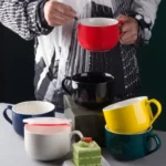 750ml Large Capacity Ceramic Milk Coffee Mug With Spoon Breakfast Oatmeal Milk Tea Ceramic Cup Instant Noodles Bowl For