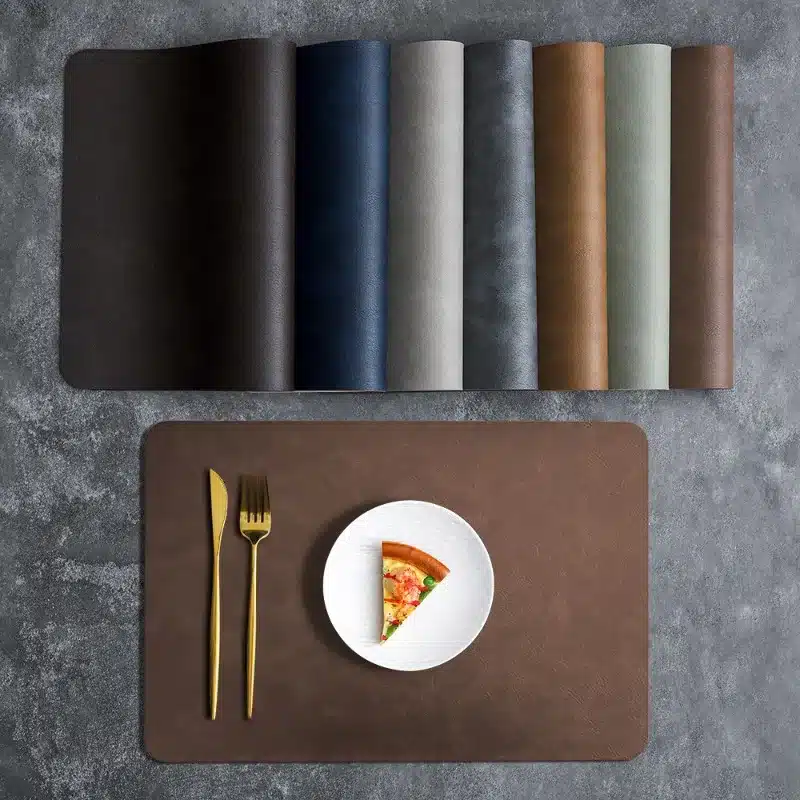 Luxury Placemat Leather Waterproof Double Layer Cowhide Western Food Mat Hotel Insulation Mat Placemats for Dinning Table