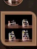 Wood Acrylic Pen Holder with Price Slot Stationery Storage Rack Brush Case Organizer Supermarket Display Stand Cosmetic