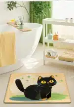 Cute Cartoon Cat Bath Mat - Super Soft Memory Foam Bathroom Rug, Fast Absorbing Quick Dry, Non-Slip Shower Mat for Kids