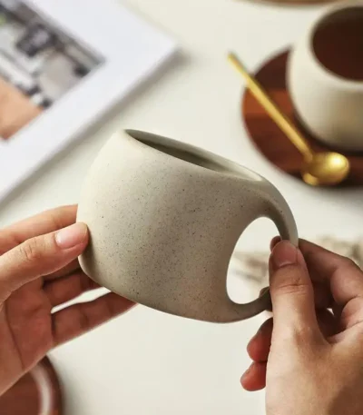 Ceramic Coffee Cups and Saucers Simple Water Cup 220ml Breakfast Milk Oat Drink Mug Exquisite Afternoon Tea Coffee Cup