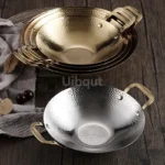 Double Ear Bar Cauldron Commercial round bottom pot Small Hot Pots Thickened creative stainless steel dry pot Pot cub Golden - Image 4