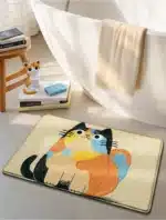 Cute Cartoon Cat Bath Mat - Super Soft Memory Foam Bathroom Rug, Fast Absorbing Quick Dry, Non-Slip Shower Mat for Kids
