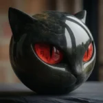 Black Cat Figurine Resin Cat Head Healing Stone Marble Texture Cat Stone Resin Cat Sculpture Ornament for Home Office Desk