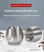 150ml 200ml Durable Coffee Mug Espresso Cup,Double Insulation 304 Stainless Steel coffe Cups Kitchen tools coffee Accessories