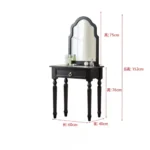 Modern white dressing table with mirror and stool in a bedroom setting