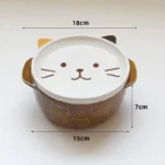 Creative Ceramic Bowls Cartoon Cat Dog Ceramic Noodle Bowls with Lids Cute Animal Soup Salad Fruit Bowl Box Decorative