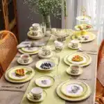 Nordic retro European tableware porcelain plates cups saucers pots high-end luxury sets creative home gifts – top view