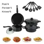 12-Piece Non-Stick Cookware Set Cooking Pot with Lid Milk Pot Maifan Stone Frying Pan Cooking Pot Set for All Hob – base