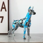 Simple Creative Pet Handle Graffiti Color Doberman Dog Statue Decorations Home Entrance Wine Cabinet Office Decor Resin
