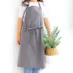 Vintage Washed Cotton Apron Japanese Simple Style Slim Long Apron Baking Cooking Nail Salon Workwear