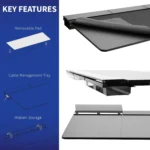 Electric 60 x 30 in Standing Adjustable Gaming Desk with Hidden Cable Trays, Full-Size Mouse Pad, Holds 220 lbs,, Customized