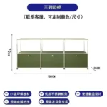 Sideboard Storage Cabinets Modular Combination Metal Frame for Living Room Office Drawers Customizable Large Storage Olive Green - Image 11
