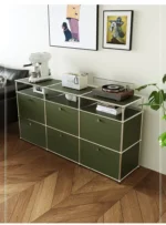 Sideboard Storage Cabinets Modular Combination Metal Frame for Living Room Office Drawers Customizable Large Storage Olive Green - Image 26
