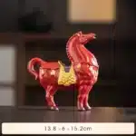 Chinese Red Tang Dynasty Horse Statue - Success Ceramic Horse Figurine, Office Desk Decor, Feng Shui Wealth Ornament – side