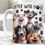 life is better with dogs coffee mug 11oz ceramic home tea cup friends birthday gift mug – close-up detail