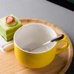 750ml Large Capacity Ceramic Milk Coffee Mug With Spoon Breakfast Oatmeal Milk Tea Ceramic Cup Instant Noodles Bowl For