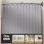 Folding Rod Shower Curtain Set No Drill Sucker Invisible Shower Partition Bathroom Dry-wet Separation Waterproof Retractable