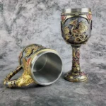 Creative 3D Mechanical Dragon Scale Beer Mug Large Capacity Coffee Cup Vintage Goblet 304 Stainless Steel Resin Bar Wine