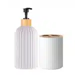 Bathroom Toiletries Set Container Hand Soap Dispenser Toothbrush Holder and Cotton Ball Box Bathroom Decor Apothecary Jars