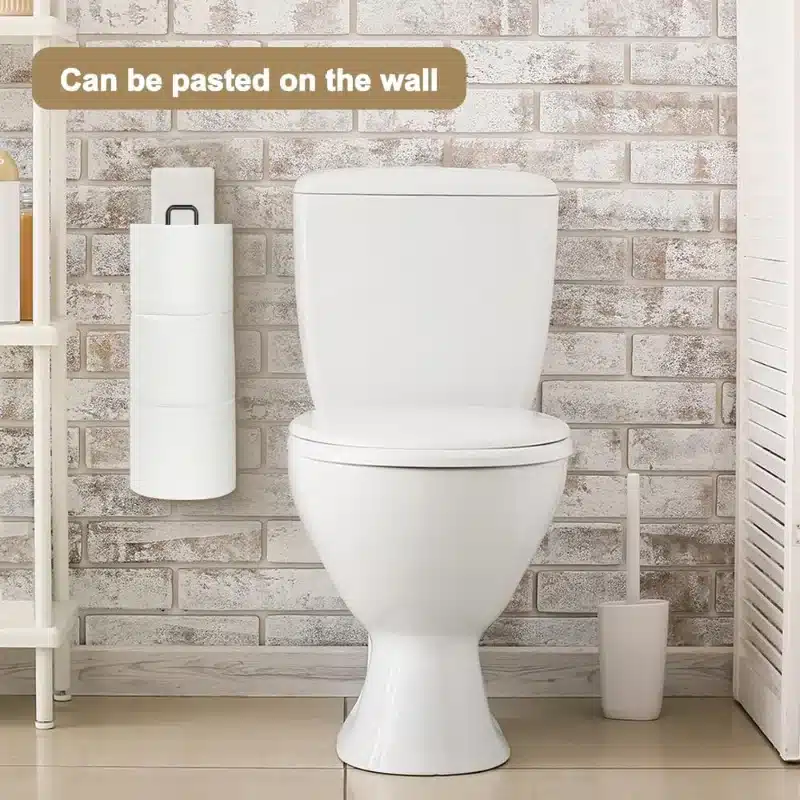 Toilet Paper Holder with Storagefor Tissue Wall Mounted Over The Tank Toilet Paper Holder Organizer Self Adhesive Toilet Paper
