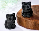 Obsidian Cat Crystal Figurines Cat Gifts Decor Gifts for Mom Women Men Lucky Cute Cat Statue Room Desk Decor - Image 5
