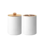 Bathroom Toiletries Set Container Hand Soap Dispenser Toothbrush Holder and Cotton Ball Box Bathroom Decor Apothecary Jars