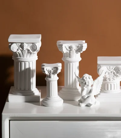 Roman Column Statue Resin Sculptures Nordic Sculpture Vintage Figurines Home Decor Resin Mini Craft Office Decor Room