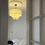 Nordic Minimalist Wabi Sabi Fabric Chandelier Living Dining Room Bedroom Pendant Light Home Indoor Lighting Hanging Lamp