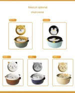Creative Ceramic Bowls Cartoon Cat Dog Ceramic Noodle Bowls with Lids Cute Animal Soup Salad Fruit Bowl Box Decorative