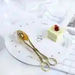 2pcs Food Tong Gold-plated Snack Cake Clip Salad Bread Pastry Clamp Baking Barbecue Tool Fruit Salad Cake Clip Kitchen