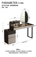 Modern dressing table set with mirror and stool in a stylish bedroom