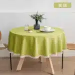 New Large Round Tablecloth Solid Color Cotton Linen Waterproof Table Cloth Oil-Proof Table Cover for Kitchen Garden