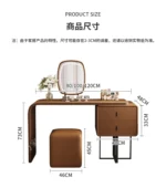 modern extendable dressing table with mirror and stool in a bedroom