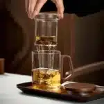 400ml Glass Tea Mug With Wood Handle Chinese Heat Resistant Filter Tea Cups High Quality And Convenient Kung Fu Tea Set