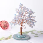 Aquamarine Lucky Tree Natural Crystal Tree Handmade Gemstone Decoration Agate Slices Stone Mineral Ornaments Office Decor