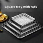 Golden Square Stainless Steel Food Service Tray plate set Nonstick Bakeware Fruit Cookie Bread Plate Kitchen Storage Container - Image 37