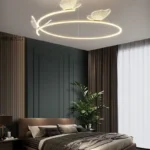 Butterfly Circle Chandelier, Modern Simple Atmosphere Light Luxury Living Room Bedroom Creative Personalized Lamp – side view