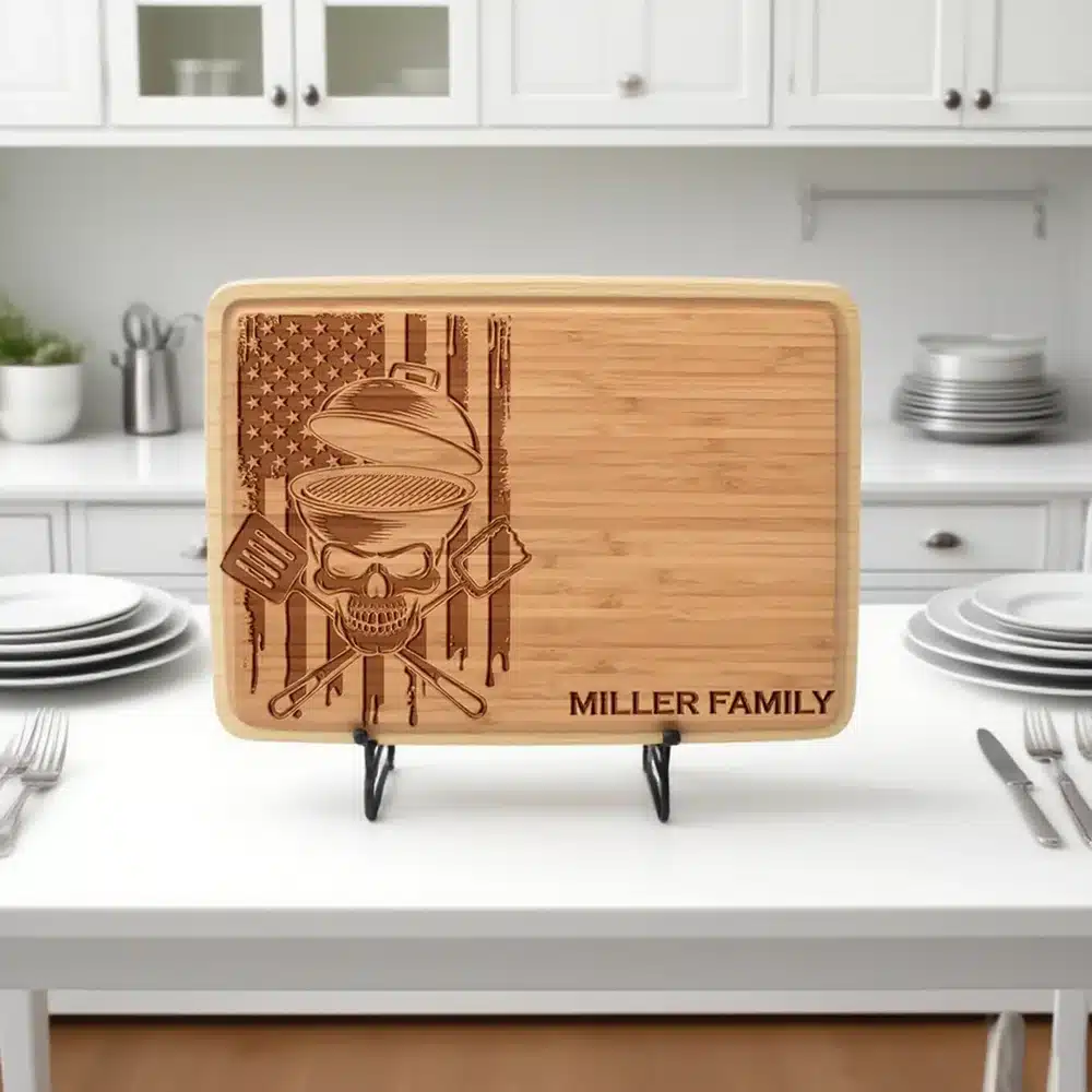 Custom BBQ Cutting Board Skull Cauldron Patriotic America Flag Engraved Bamboo Board Halloween Custom BBQ Cutting Board Skull Cauldron Patriotic America Flag Engraved Bamboo Board Halloween Kitchen Decor Housewarming