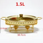 Stainless Steel Glass Serving Dish hot pot small chafing dish Food Warmer Buffet Luxury Golden Oval Hotel Wedding Chafing Dish - Image 11