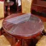 Waterproof Oilproof Round PVC Tablecloth able Cover Glass Soft Cloth Table Cover Home Kitchen Dining Room Placemat 1mm