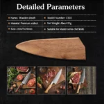 HEZHEN Magnetic knife Sheath Wooden Sheath High Quality Walnut Wood Knife Cover for HEZHEN Chef knife – styled in a modern