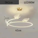 Butterfly Circle Chandelier, Modern Simple Atmosphere Light Luxury Living Room Bedroom Creative Personalized Lamp – angled